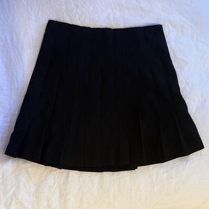 High waist zippered Black Pleated Skirt schoolgirl uniform skirt girls size 14